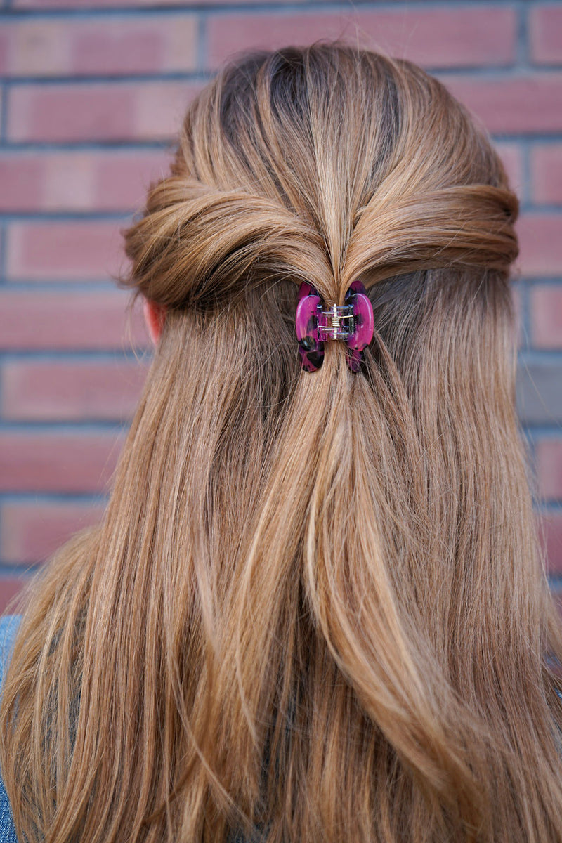Claire Hair Claw Trio - Blue Tortoise, Snow Tortoise, and Fuchsia Tortoise