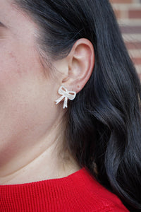 Bow Studs - White Shimmer