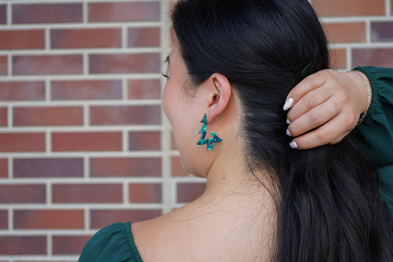 Christmas Tree Hoops - Dark Green