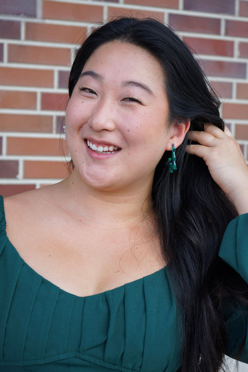 Christmas Tree Hoops - Dark Green