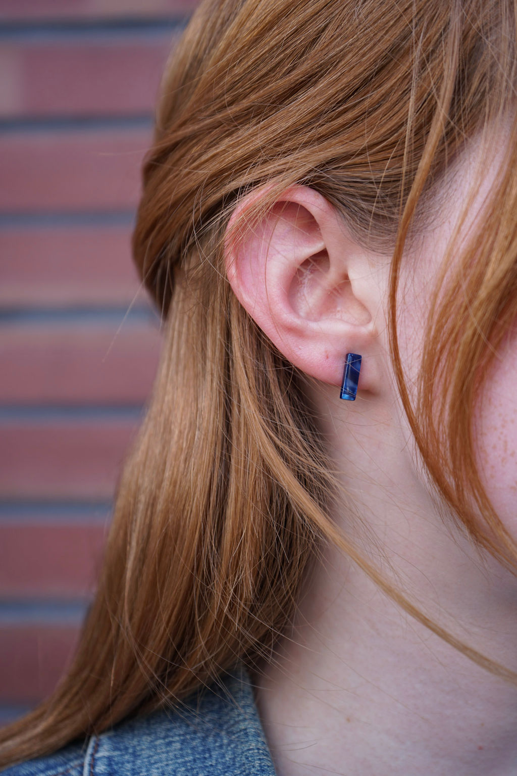 Mini Bella Bar Studs - Navy