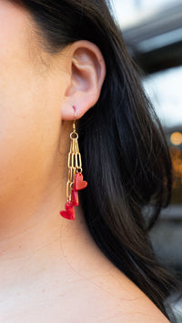 Heartstring Earrings - Red