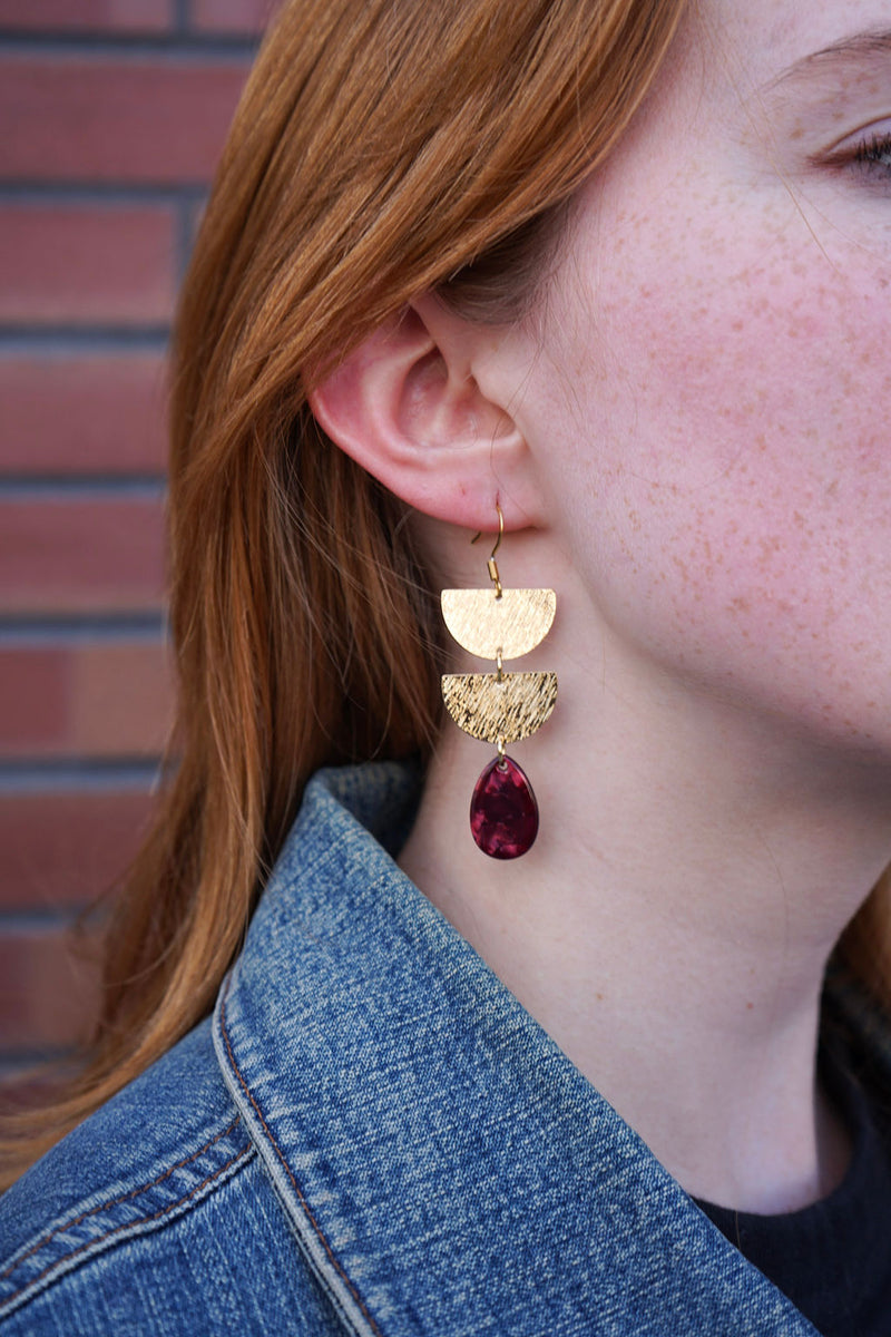 Aria Earrings - Maroon