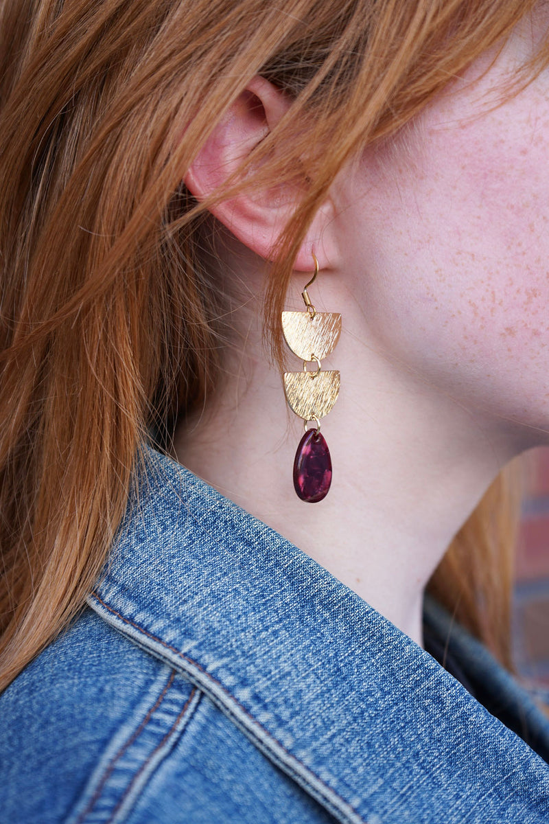 Aria Earrings - Maroon