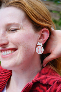 Bow Baseball Earrings