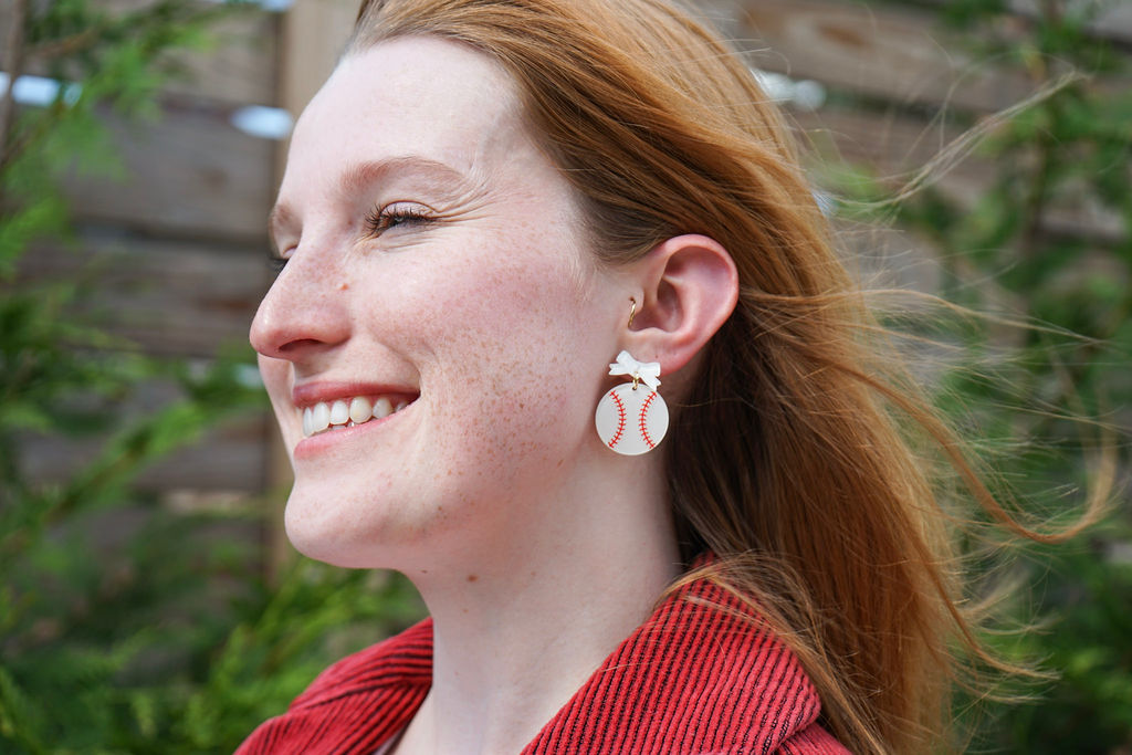 Bow Baseball Earrings