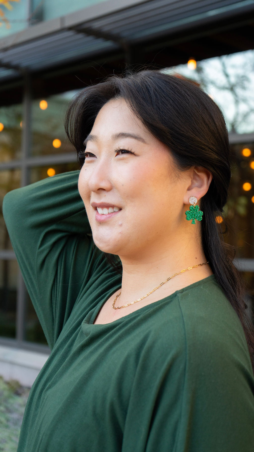 Lucky Charm Earrings - Green Glitter