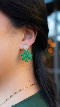 Lucky Charm Earrings - Green Glitter