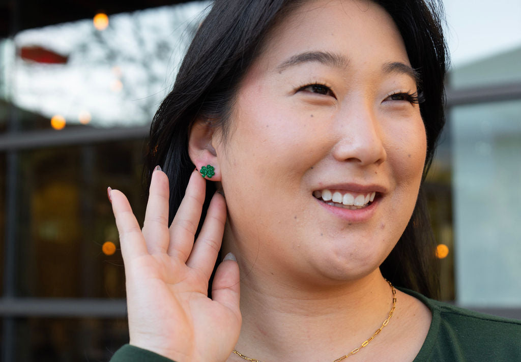 Shamrock Studs - Green Glitter