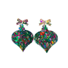 Christmas Ornament Earrings - Green Sparkle