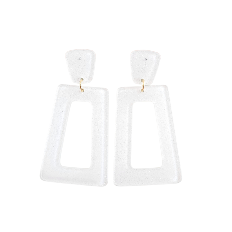 Avery Earrings - White Glitter