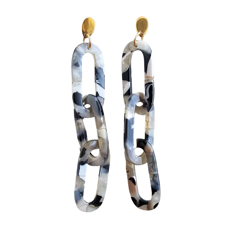 Charlotte Earrings - Ivory & Slate