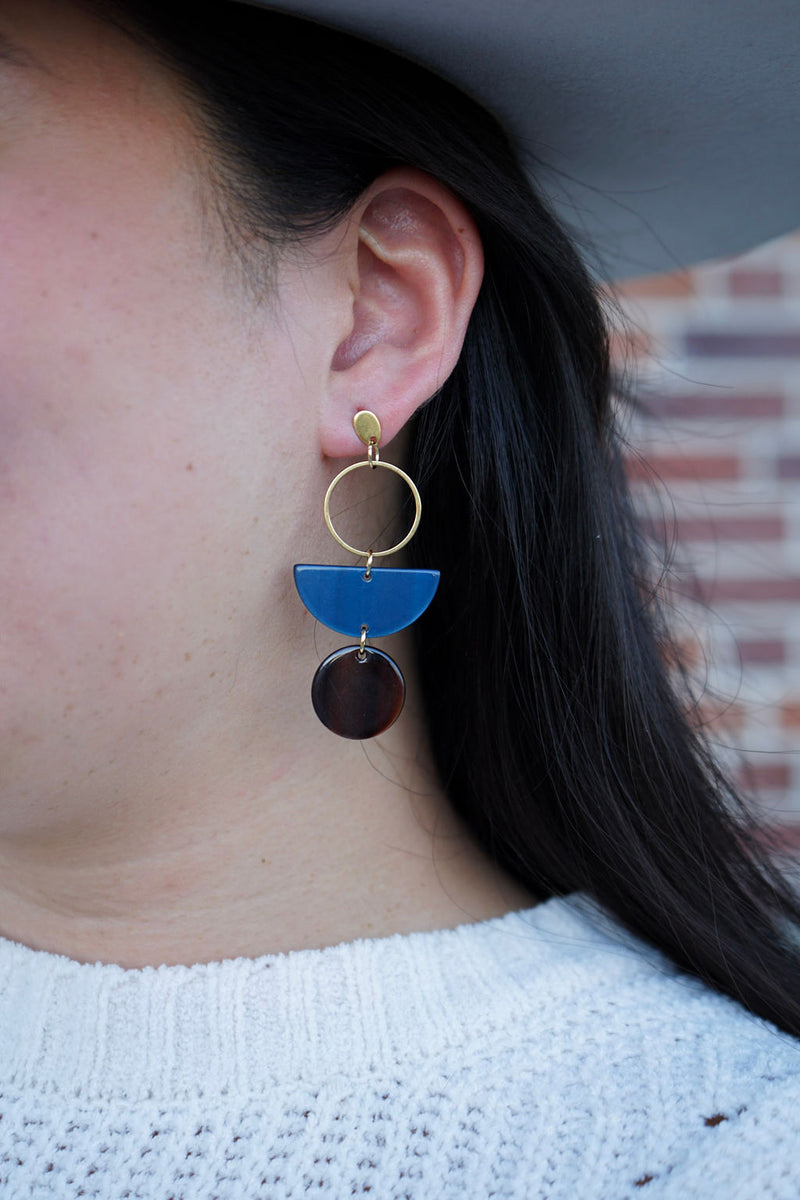 Wren Earrings - Navy & Mahogany