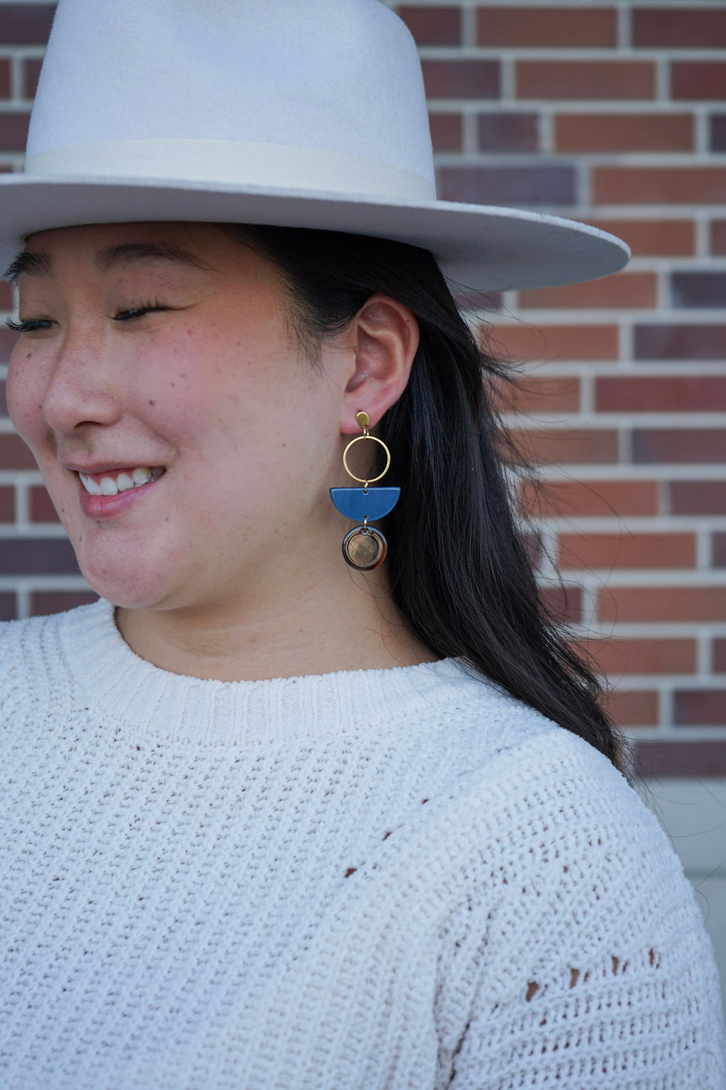 Wren Earrings - Navy & Mahogany