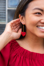 Mina Heart Earrings - Red