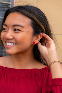 Hand Drawn Heart Studs- Red