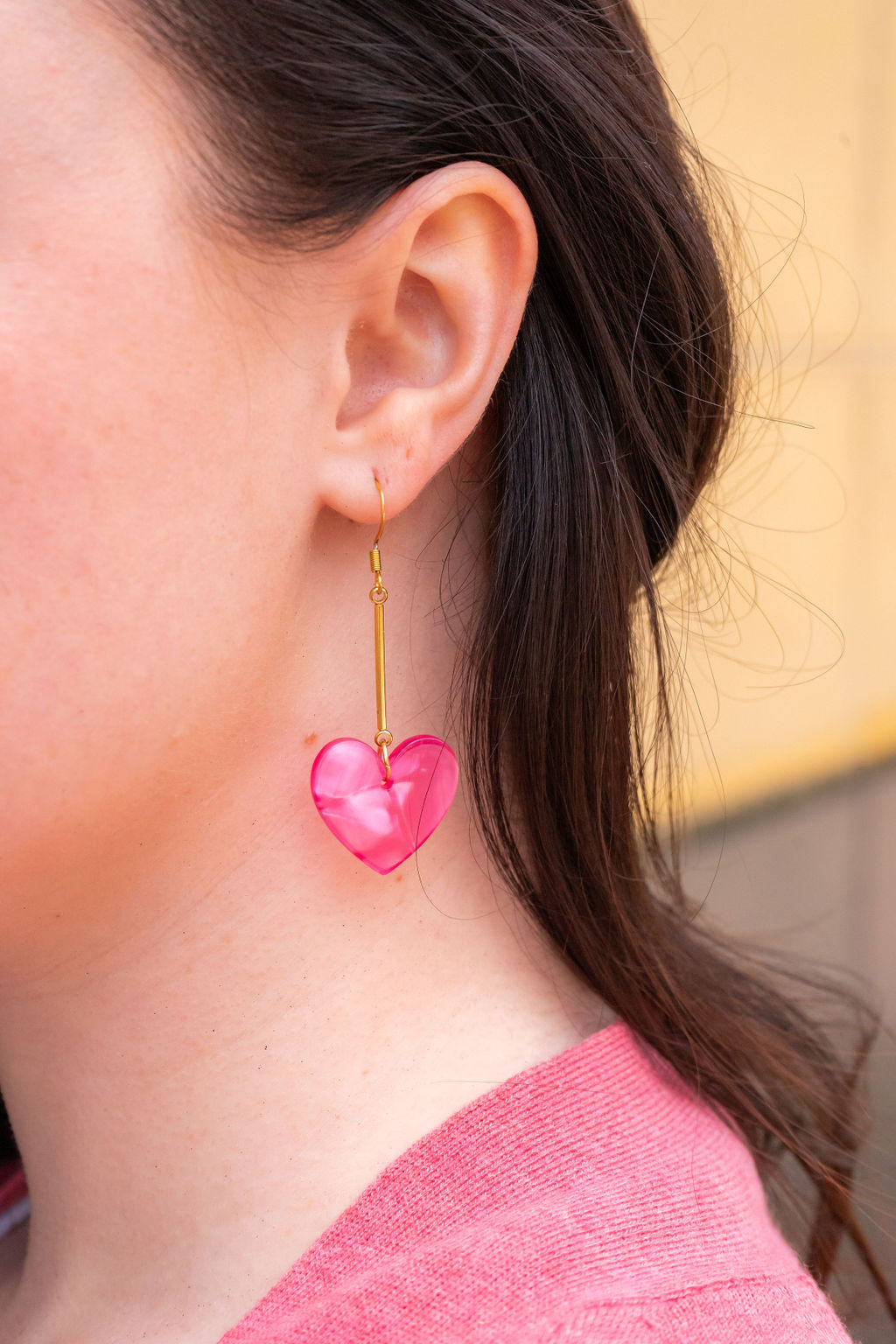 Mina Heart Earrings - Hot Pink – Spiffy & Splendid