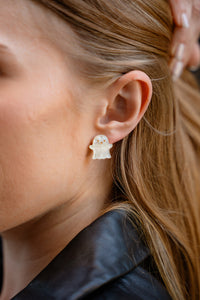 Friendly Ghost Studs - White Shimmer