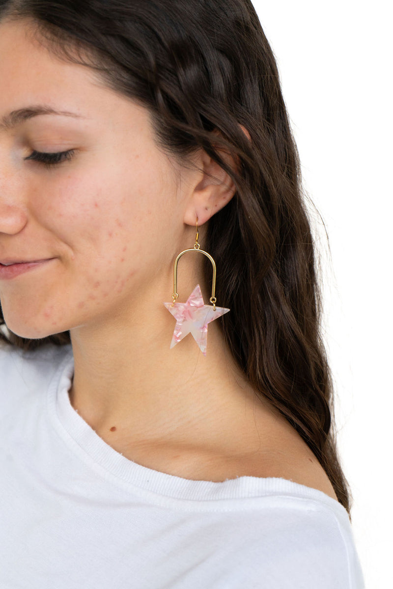 Rosie Star Earrings - Coral
