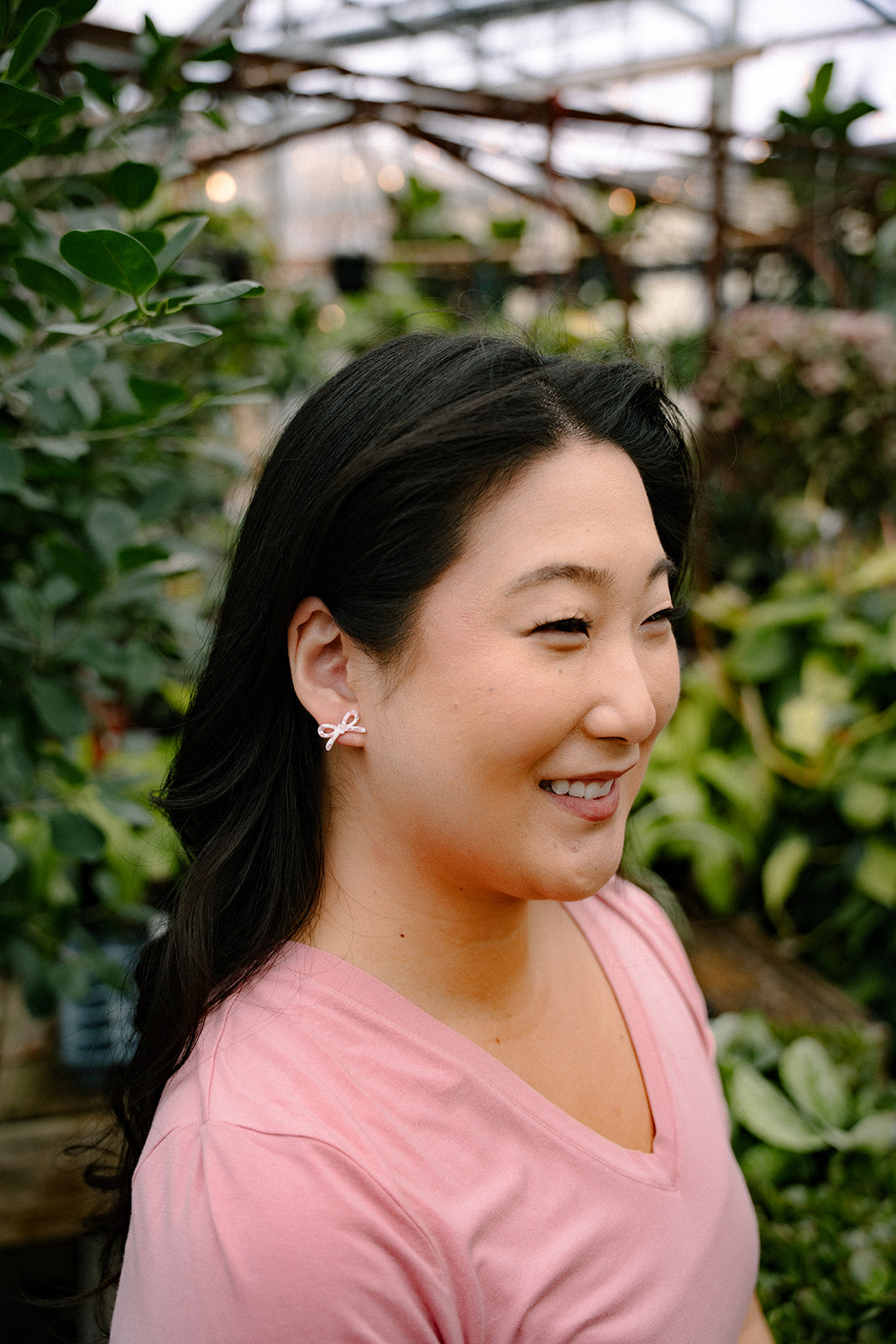 Bowie Studs - Powder Pink Dot