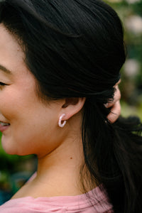 Micro Cam Mini Hoops - Powder Pink Dot