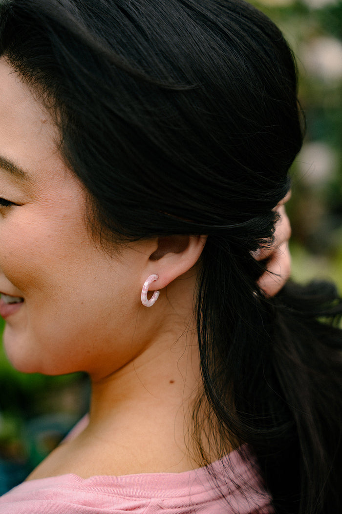 Micro Cam Mini Hoops - Powder Pink Dot