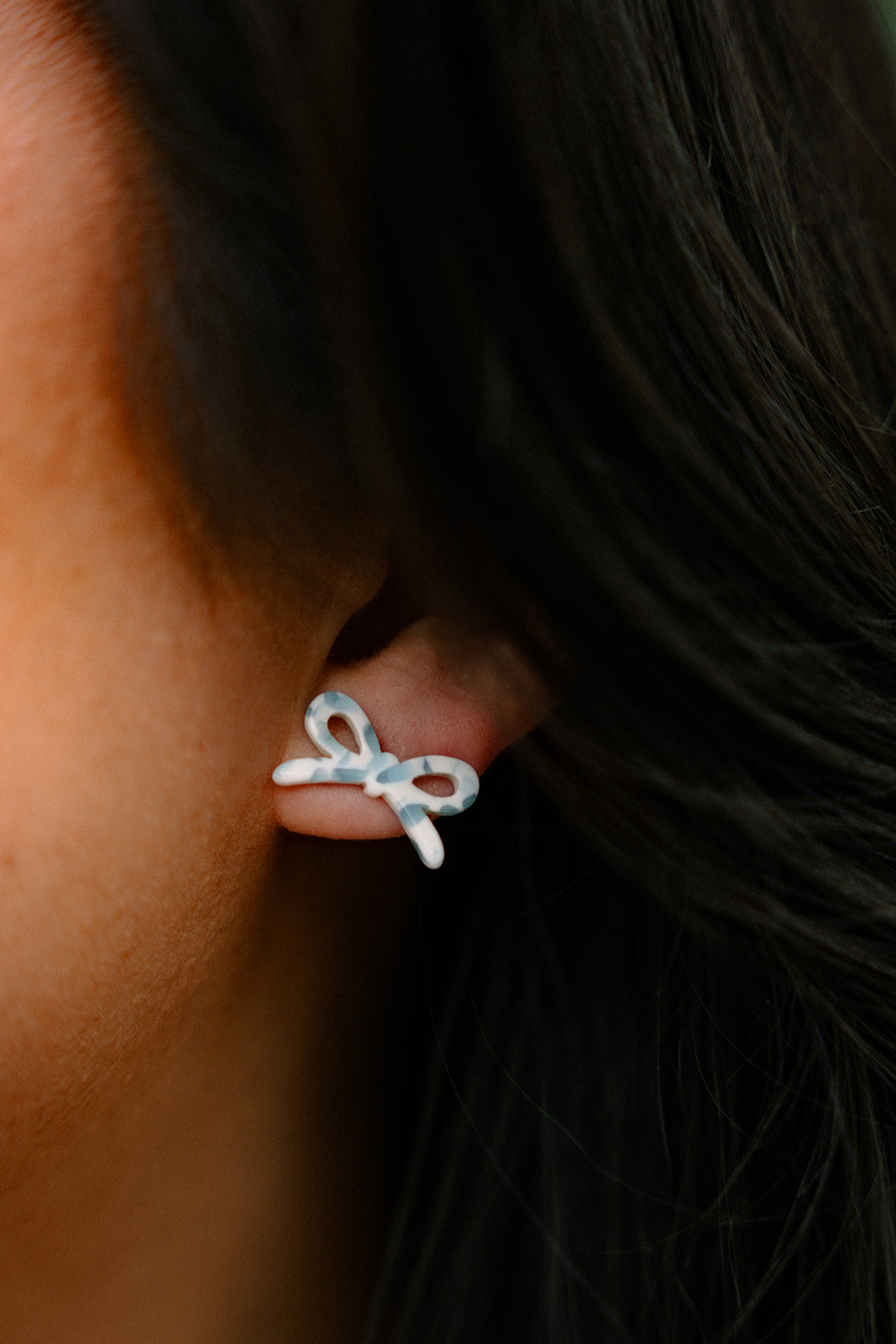 Bowie Studs - Pastel Blue Dot