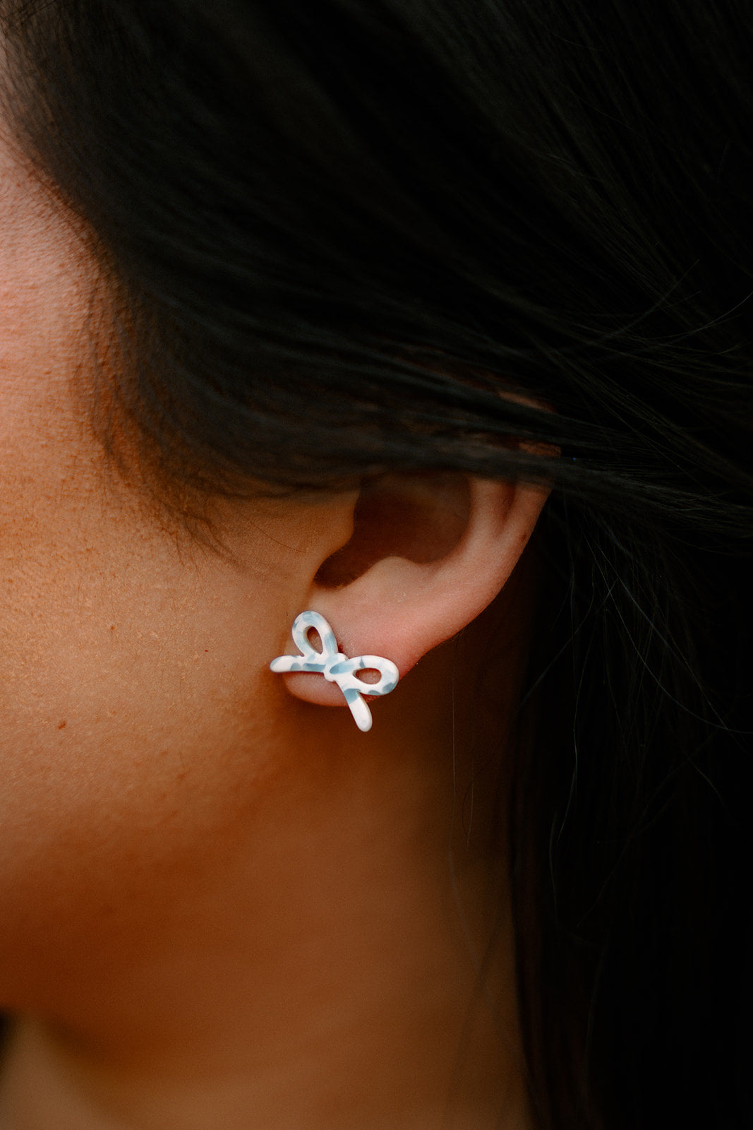 Bowie Studs - Pastel Blue Dot