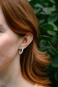 Micro Cam Mini Hoops - Pastel Blue Dot