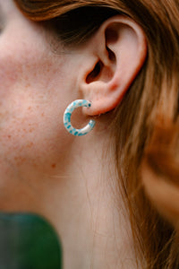 Micro Cam Mini Hoops - Pastel Blue Dot