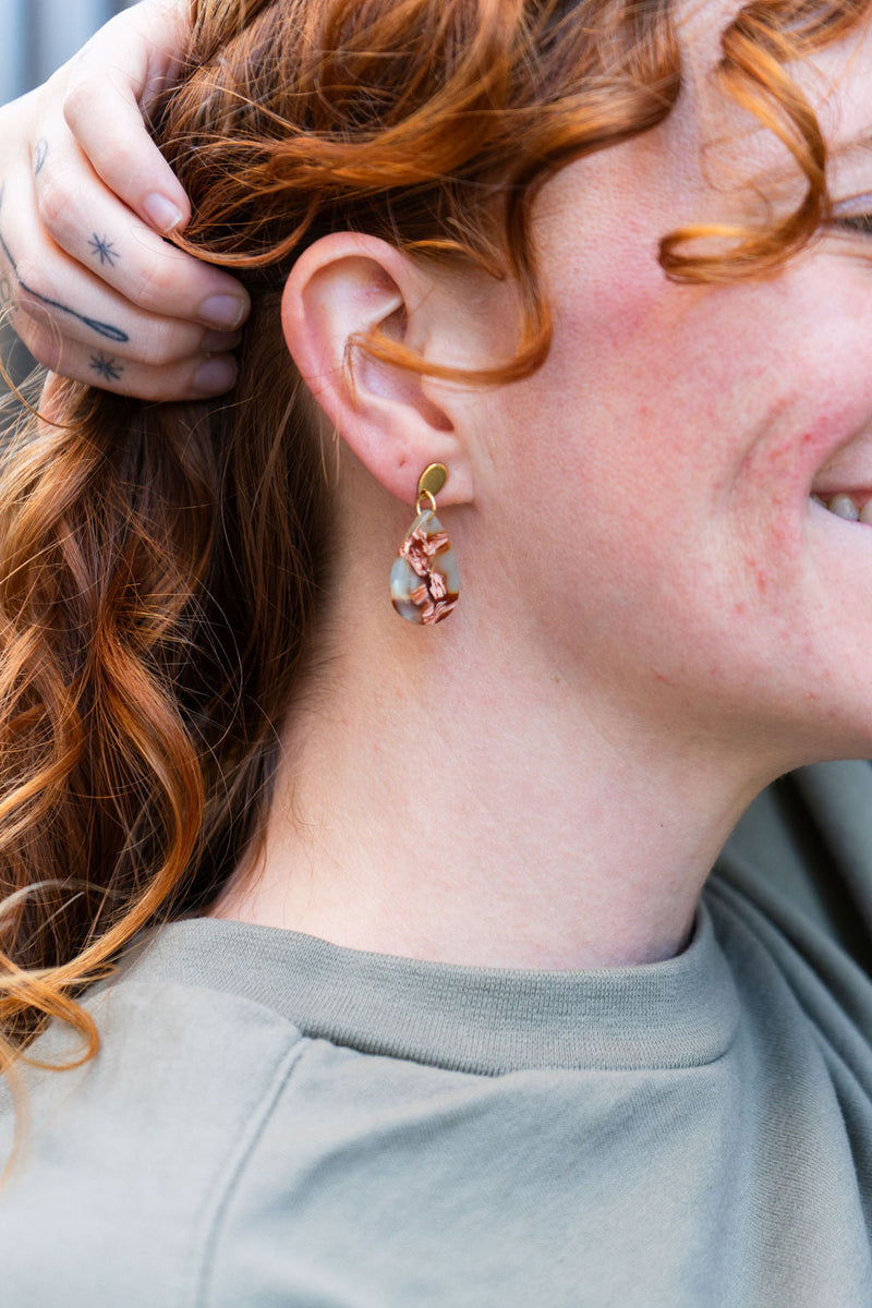 Leah Earrings - Seafoam & Rust