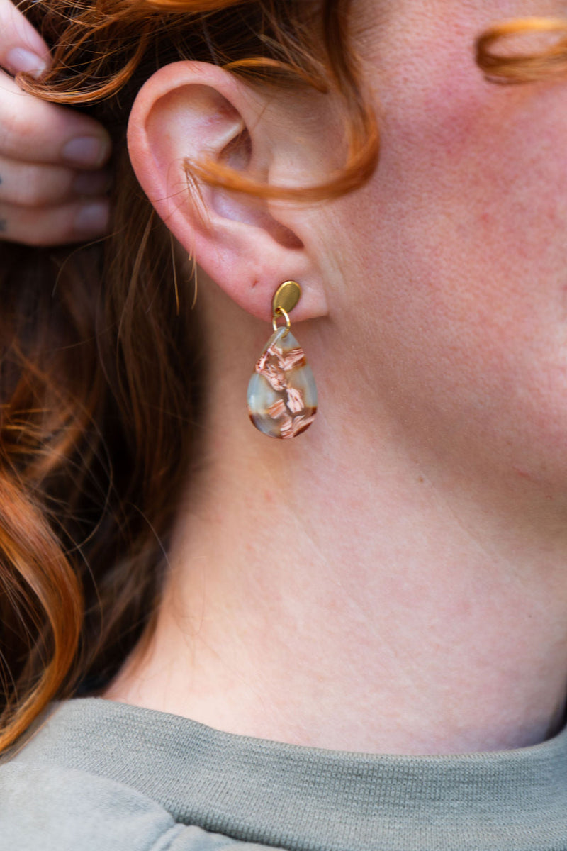 Leah Earrings - Seafoam & Rust