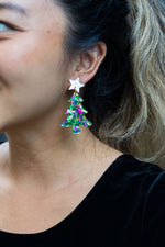 Christmas Tree Earrings - Green Sparkle