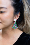 Christmas Tree Earrings - Green Sparkle