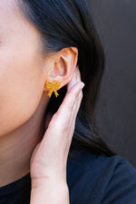 Bow Studs - Yellow Gold Glitter