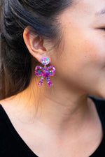 Bow Earrings - Pink Sparkle