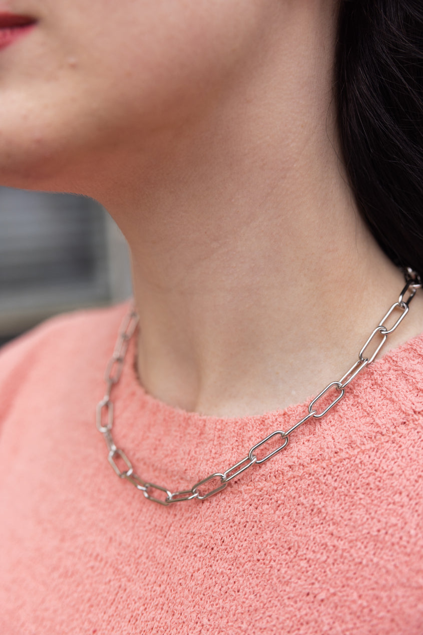 Luxe Silver Chunky Paper Clip Chain - 18"