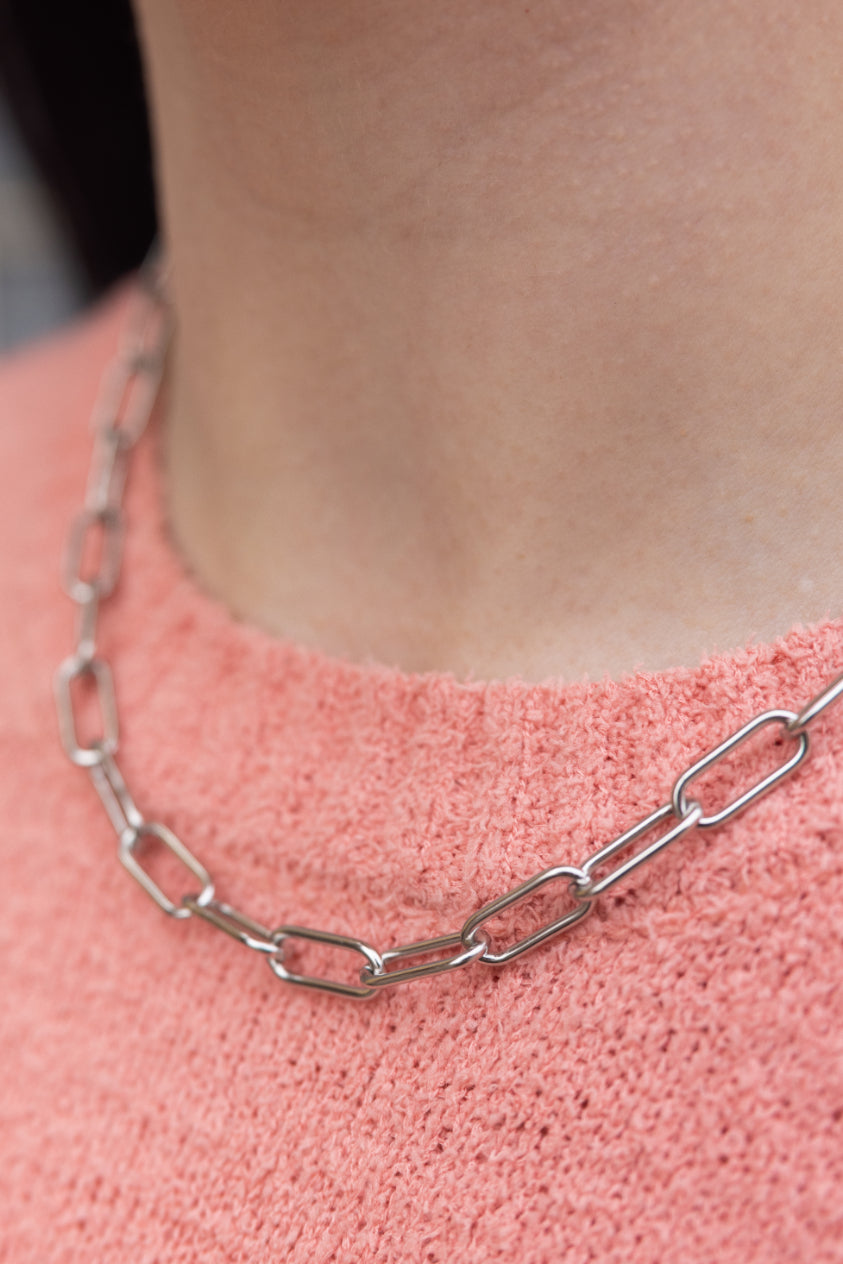 Luxe Silver Chunky Paper Clip Chain - 18"
