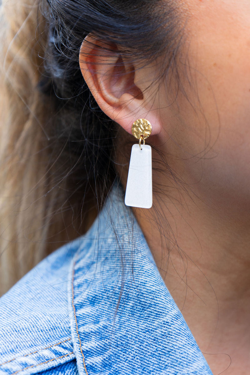 Mia Mini Earrings - White Glitter