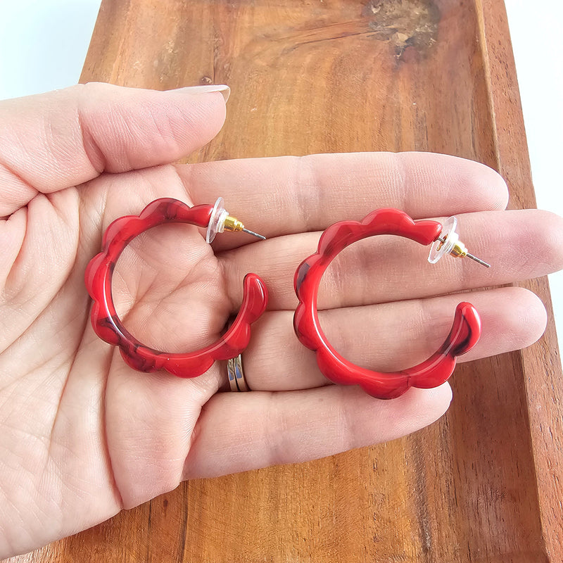 Scarlett Hoops - Crimson Red