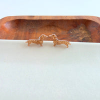Dainty Dachshund Studs - Brown Glitter