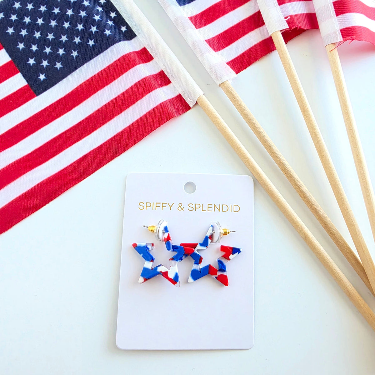 Mini Star Hoops - Red, White & Blue