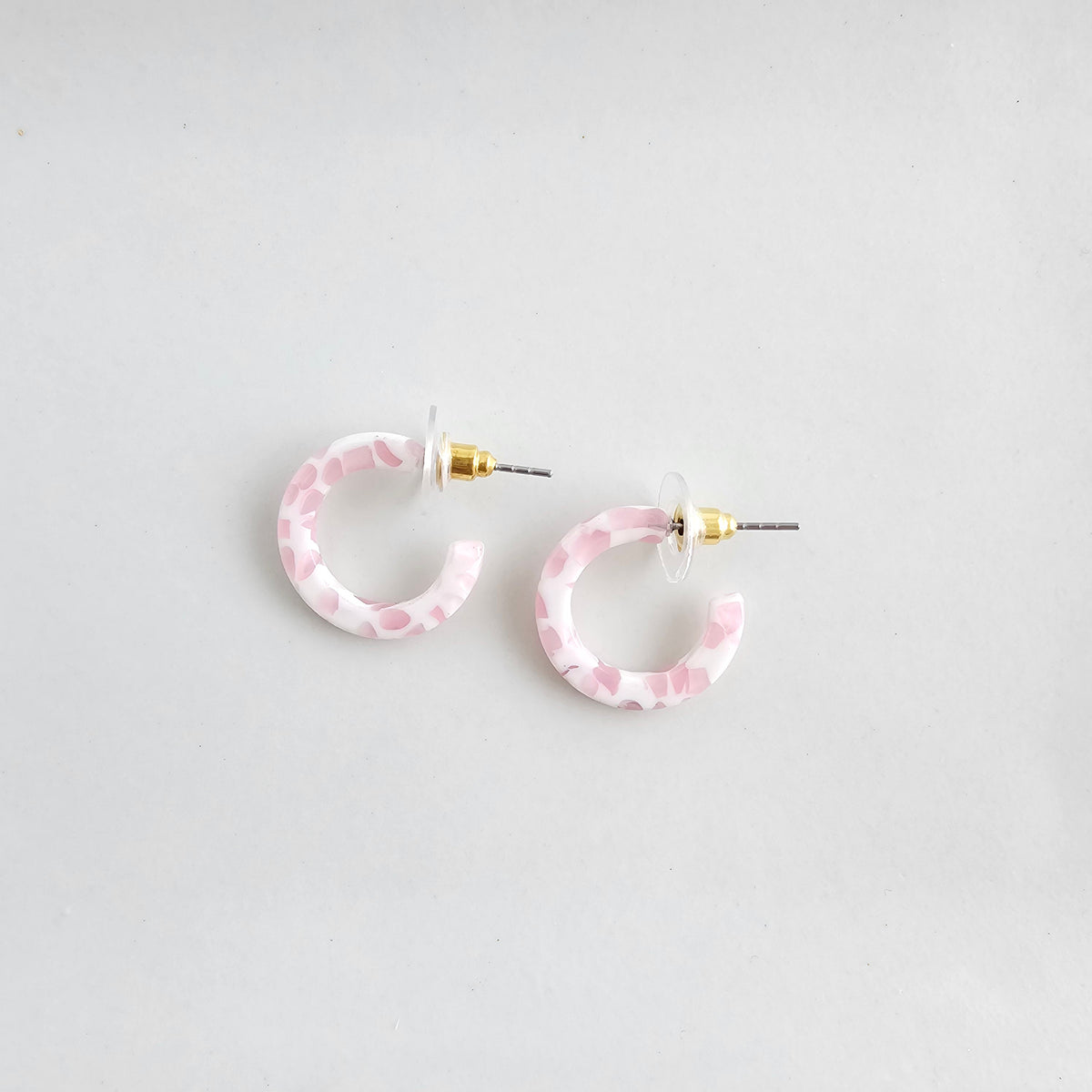 Micro Cam Mini Hoops - Powder Pink Dot