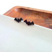 Bat Studs - Black Glitter