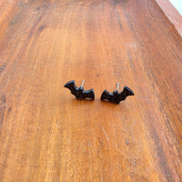 Bat Studs - Black Glitter