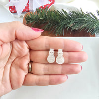 Snowman Studs - White Shimmer