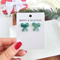 Bow Studs - Green Shimmer