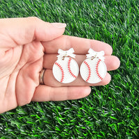 Bow Baseball Earrings