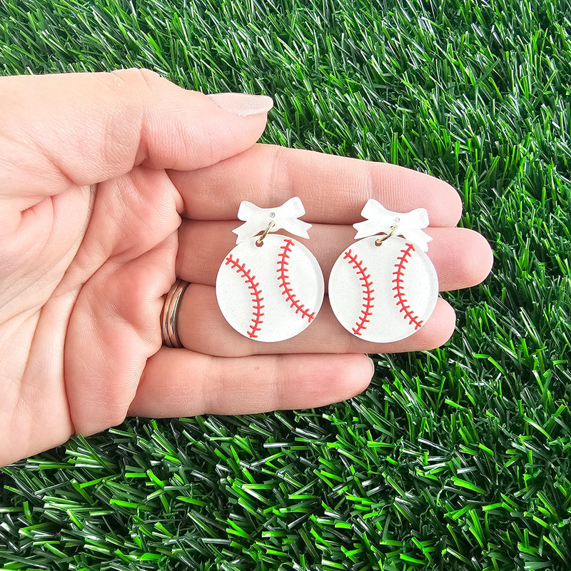 Bow Baseball Earrings