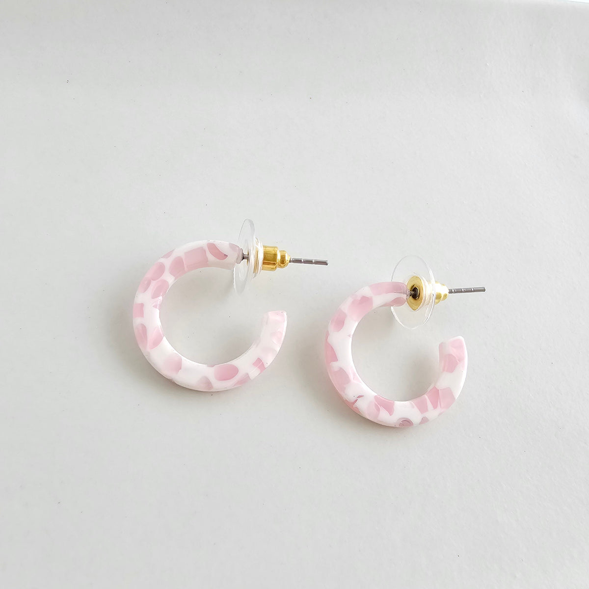 Micro Cam Mini Hoops - Powder Pink Dot